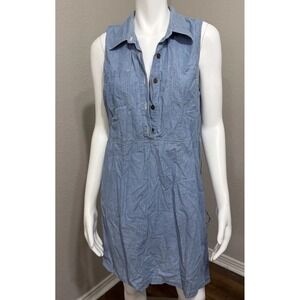 white christmas dresses Skylar Short Sleeve Braided Denim Dress main image 0